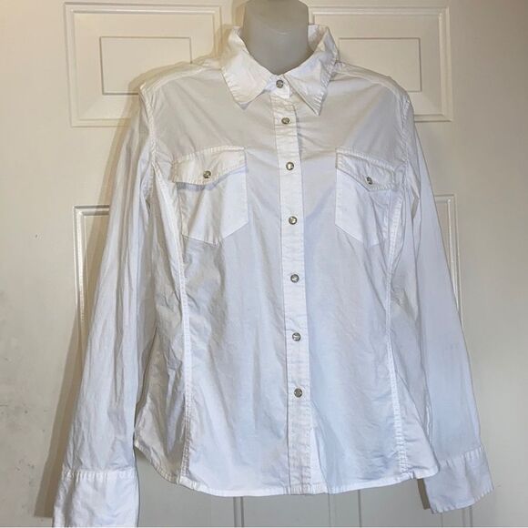 Classic Button-Up by Faded Glory Stretch Blood Size 14 - Picture 1 of 15